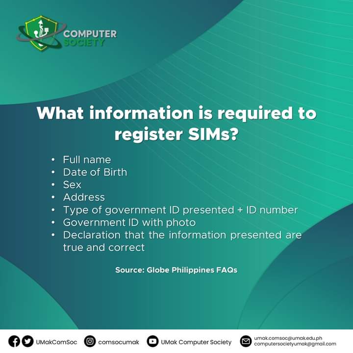 UMakComSoc's tweet photo. Source: Globe Philippines FAQs

#SimRegistrationAct
#ComSoc2k22 #ComSocRISE https://t.co/FfKLdZLfly