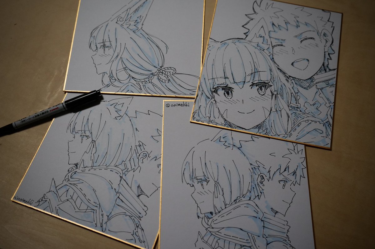 ニアレクの色紙できた!
ニアレクのポスター購入者はこの中どれかが付いてきます⋯! https://t.co/gXgxtTXbXN 