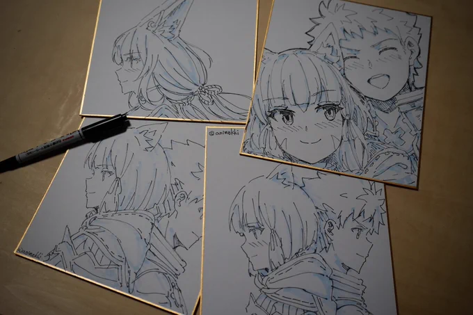 ニアレクの色紙できた!
ニアレクのポスター購入者はこの中どれかが付いてきます⋯! https://t.co/gXgxtTXbXN 