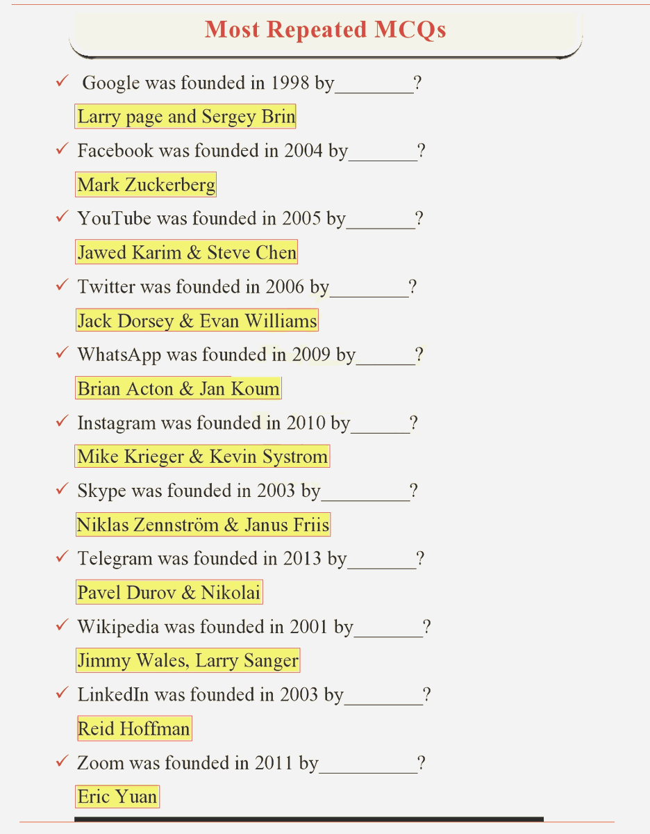 AuntyExam's tweet photo. IMPORTANT ONE PAPER MCQs
https://t.co/1rrzHSQyLz
for
#css #cssmcqs #CSSExam #PPSC #upsc #upscexam #SPSC #KPPSC #BPSC #computer #ComputerMcqs #INTERNET #founders https://t.co/4xCNctQXX6