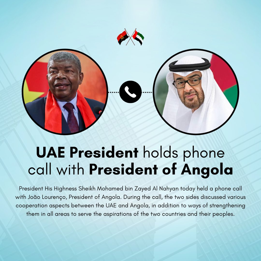 The two countries' leaders got together to discuss ways to strengthen their ties and collaborate on economic, political, investment, and development challenges. 

#UAE #Angola #EconomicCooperation #HisHighnessSheikhMohammed