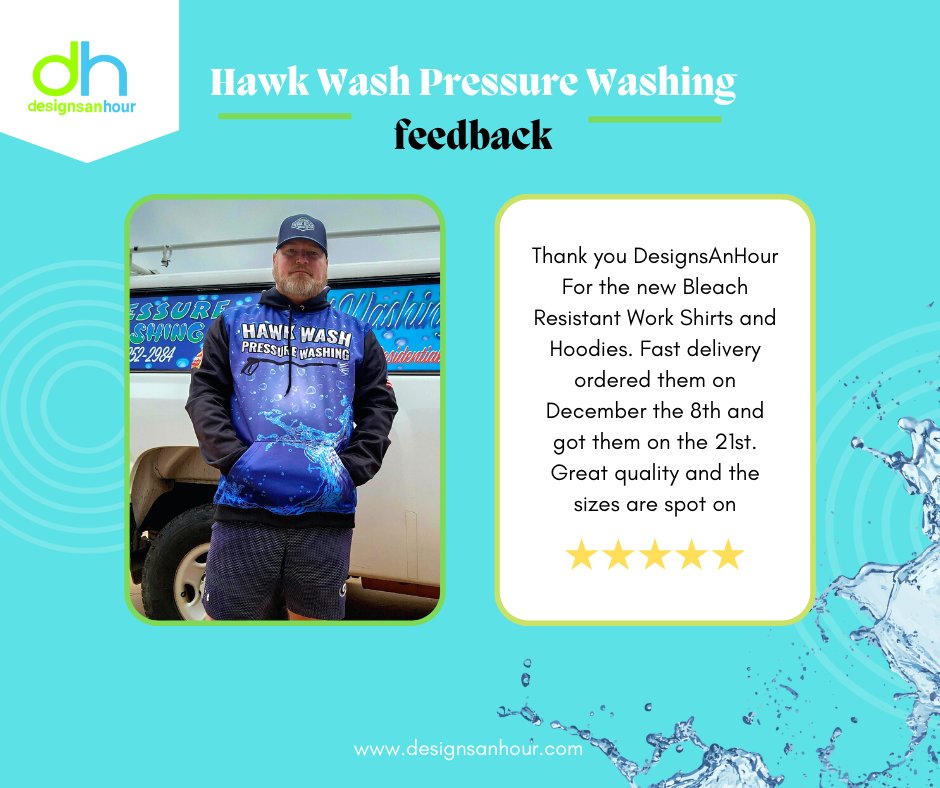 designsanhour's tweet photo. Thank you Hawk Wash for choosing 
@DesignsAnHour for business t-shirts for your company. Start a project today and get your sublimated and chemical-resistant shirt https://t.co/Uj5v5e3Zpj

#pressurewashingshirts #sublimatedshirts #powerwashsublimationshirt #pressurewashinghoodie https://t.co/nQsGs2Sdj0