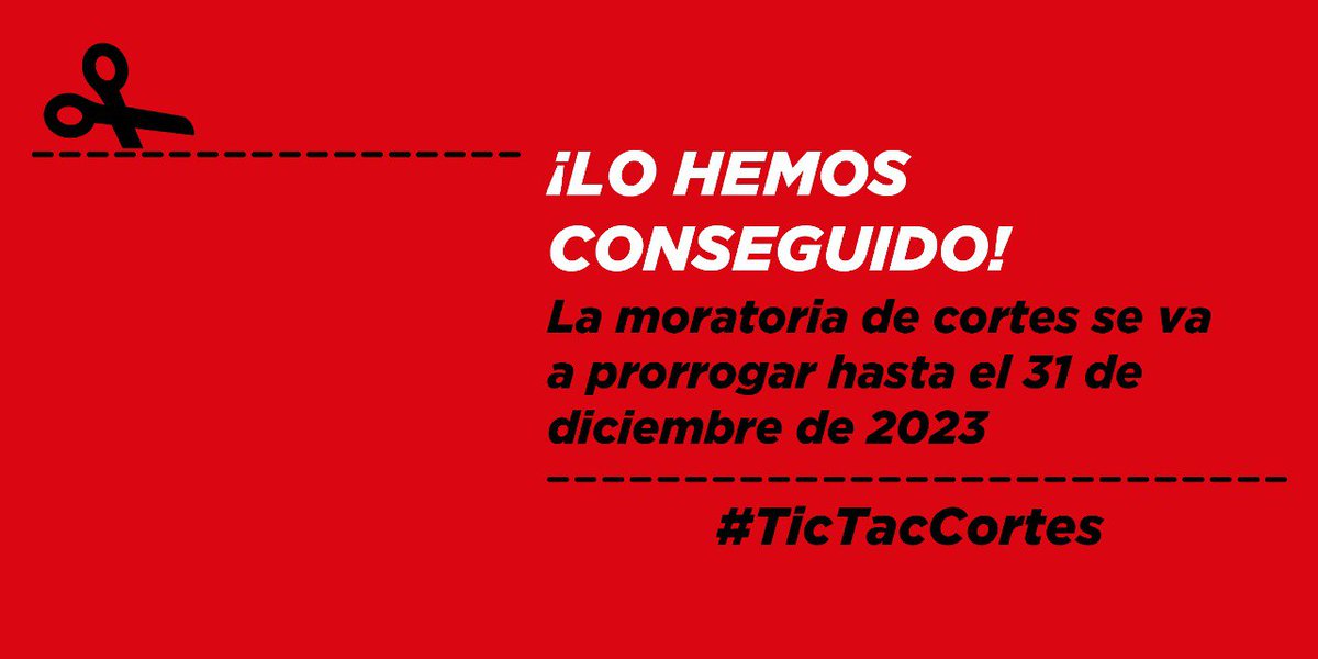 APE_Cat's tweet photo. 🚨 ¡Buenas noticias! 🚨

Se confirma la prórroga, tal y como reclamábamos, de la moratoria de cortes de suministros que acababa el sábado. #TicTacCortes

👉 Ahora falta aplicar medidas estructurales y permanentes para que en un año no estemos en las mismas. @desdelamoncloa https://t.co/NOk2qWRBDx