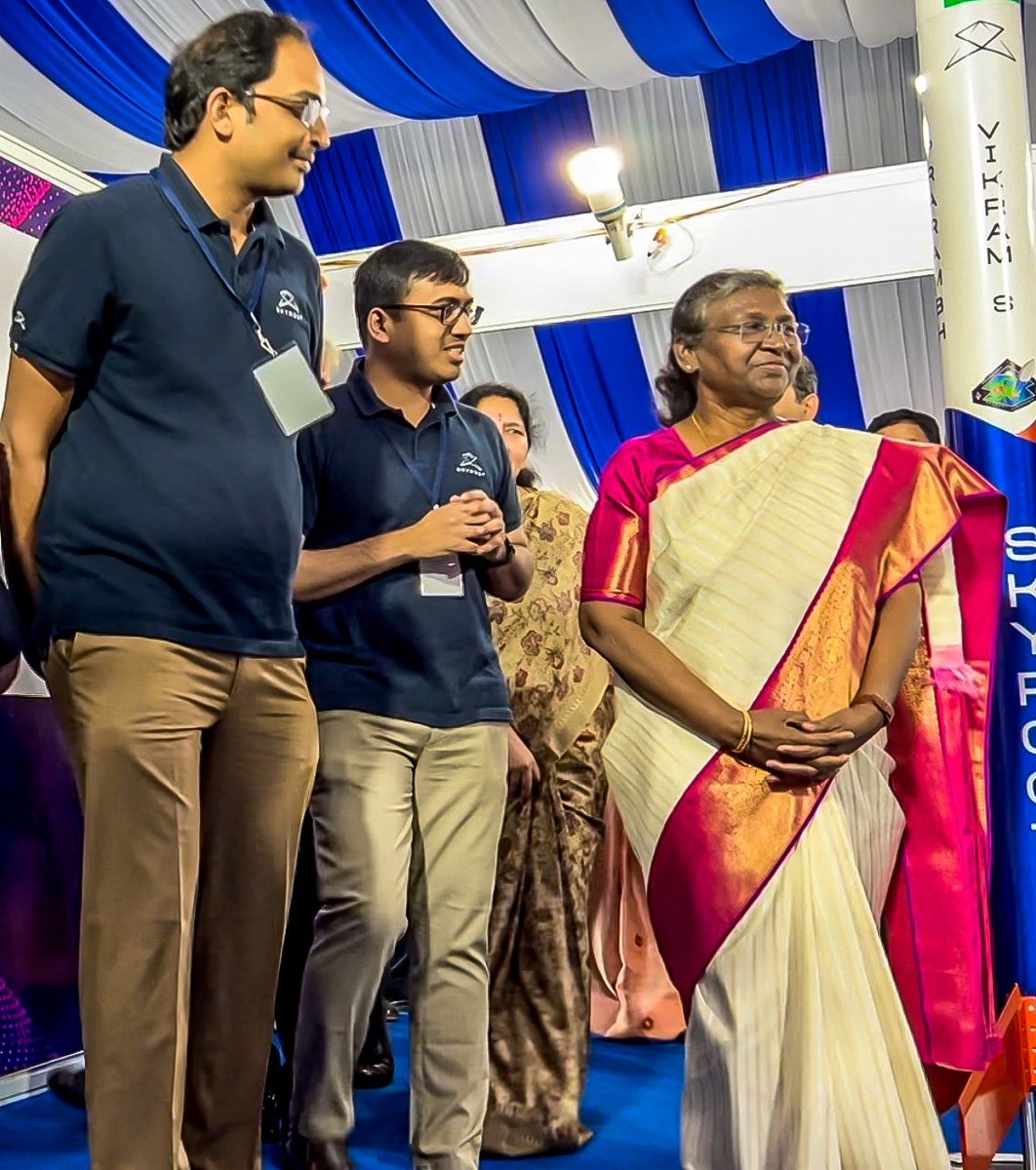 SkyrootA's tweet photo. Excited to have Madam President @rashtrapatibhvn visiting us as we featured landmark #Prarambh mission and forthcoming Vikram-1 launch.
@India_iDEX, #Hyderabad https://t.co/uZHvUKkQzZ