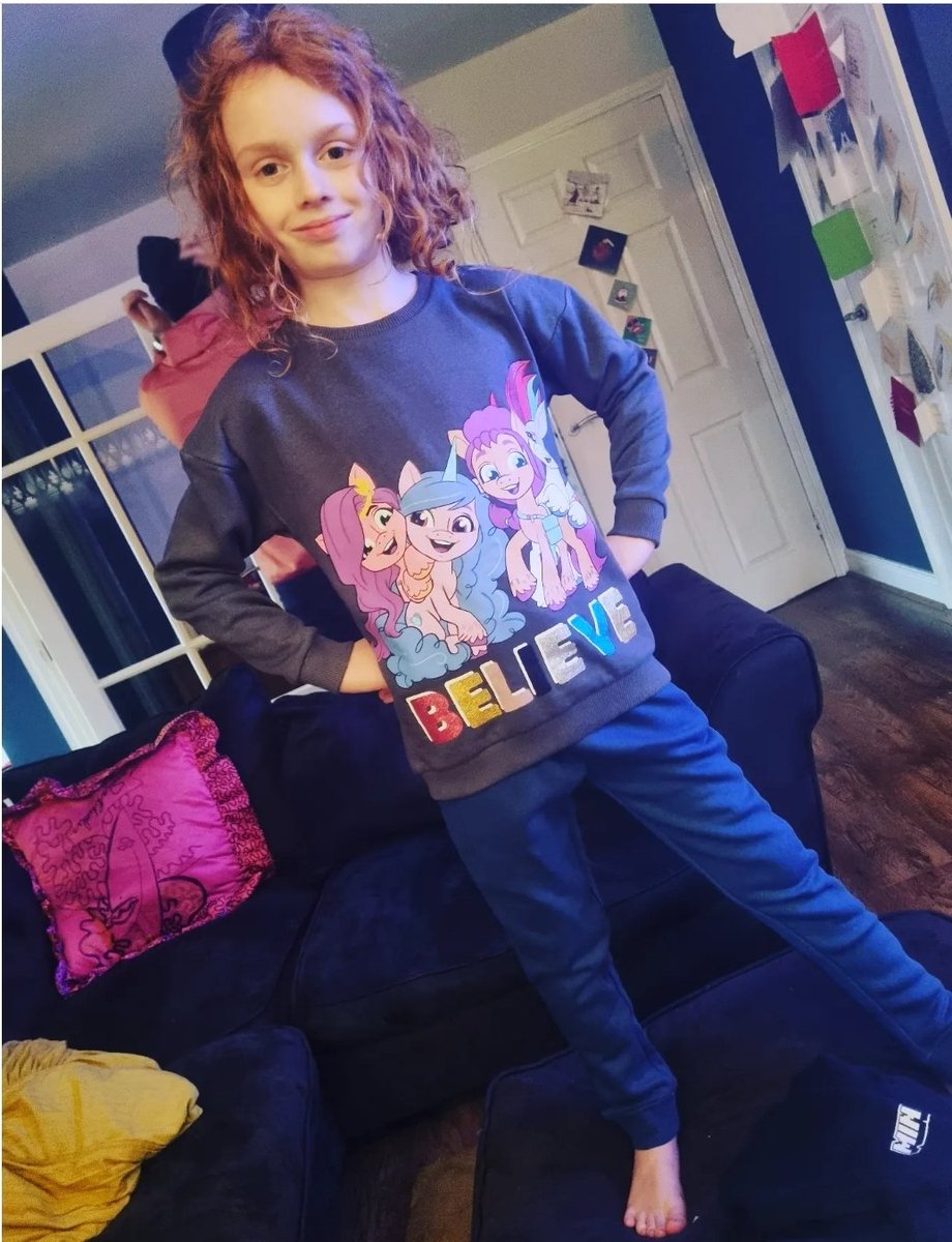 Keeleylambert's tweet photo. My little lad loving his My little pony Jumper he got for Christmas. 

I think @Georgeatasda needs to re think naming this a "Girls" jumper!!!

Or start making what they'd list as "boys" my little pony stuff too .

#boyslikemylittleponytoo
#longhairdontcare https://t.co/JjyOD3lD3F