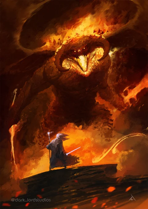 ¡No puedes pasar! ¡Soy siervo del Fuego Secreto, administrador de la llama de Anor! ¡Tu Fuego Oscuro es en vano! ¡Llama de Udûn! ¡Vuelve a la Sombra!¡NO PUEDES PASAR!Alan Marson (Dark Lord) 