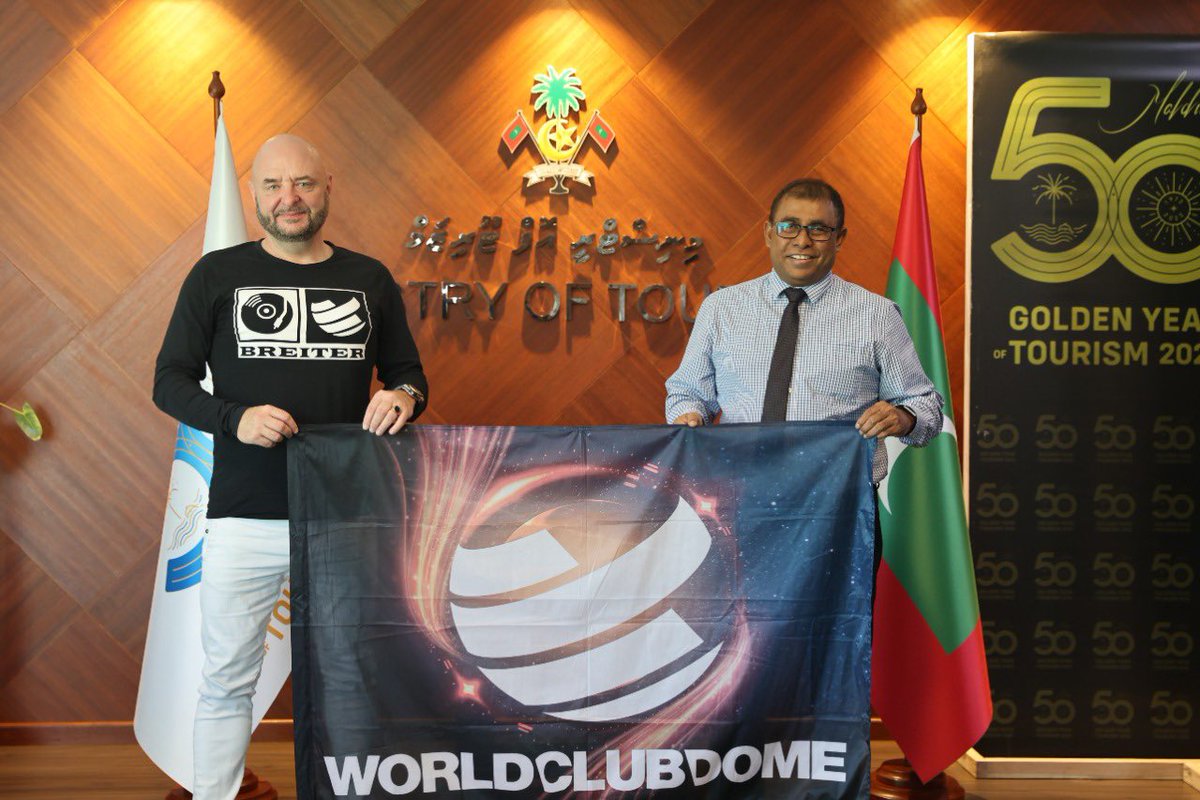 MoTmv's tweet photo. Minister @Mausoom_Maus met with @TheEcoOrgHQ team &amp; Mr Bernd Breiter, CEO of @WORLDCLUBDOME. The team shared 2023 plans and work undertaken by The Eco Org during the past years. @MoTmv is looking forward for collaboration with the team on #SDGs in #Maldives. https://t.co/O9S1mFF0rN
