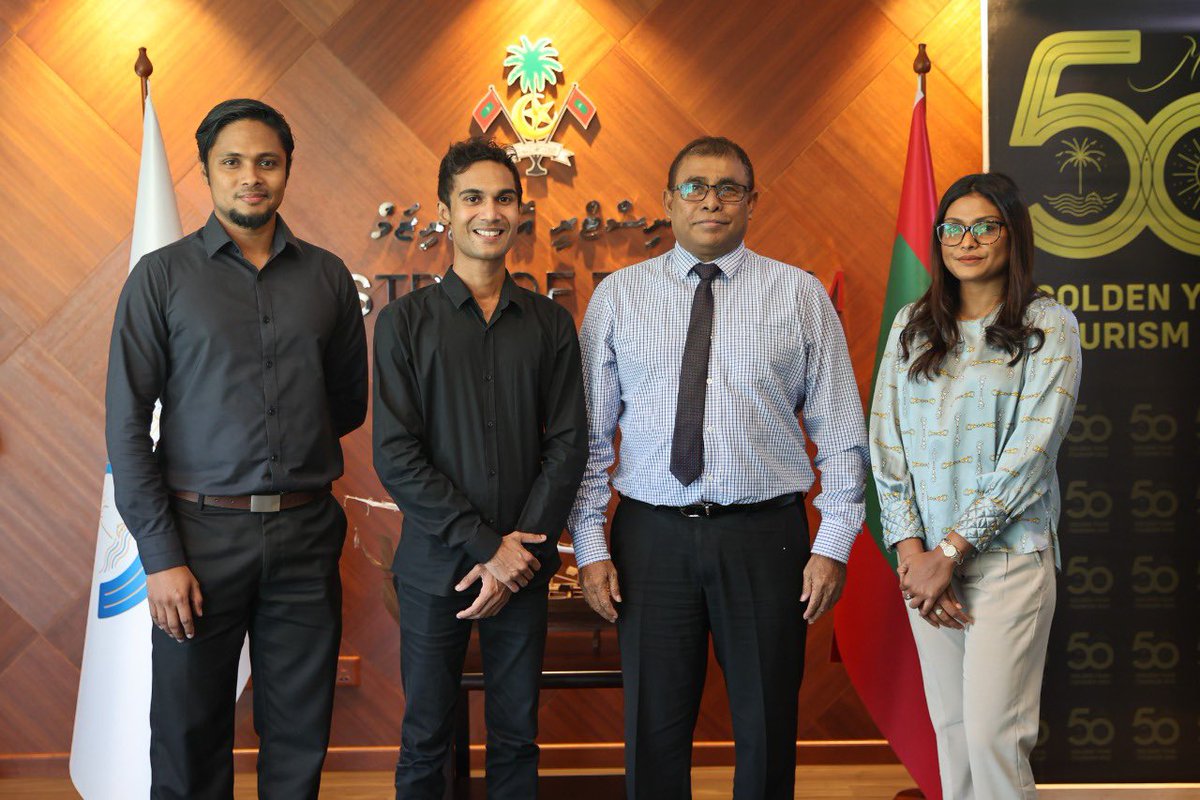 MoTmv's tweet photo. Minister @Mausoom_Maus met with @TheEcoOrgHQ team &amp; Mr Bernd Breiter, CEO of @WORLDCLUBDOME. The team shared 2023 plans and work undertaken by The Eco Org during the past years. @MoTmv is looking forward for collaboration with the team on #SDGs in #Maldives. https://t.co/O9S1mFF0rN