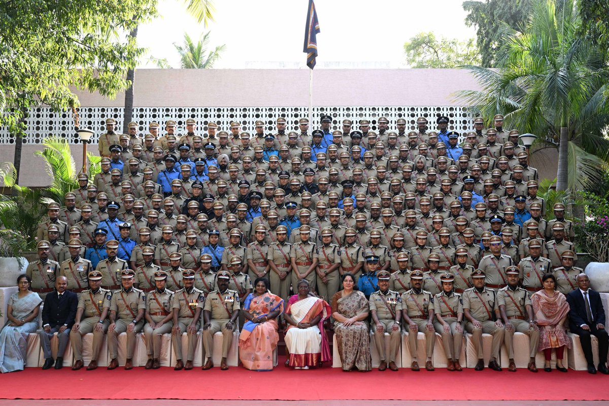 rashtrapatibhvn's tweet photo. President Droupadi Murmu addressed the probationers of the 74th Batch of the Indian Police Service at the Sardar Vallabhbhai Patel National Police Academy, Hyderabad today.  

Details: https://t.co/dutIsPgqaW https://t.co/cQQ6zz3w81