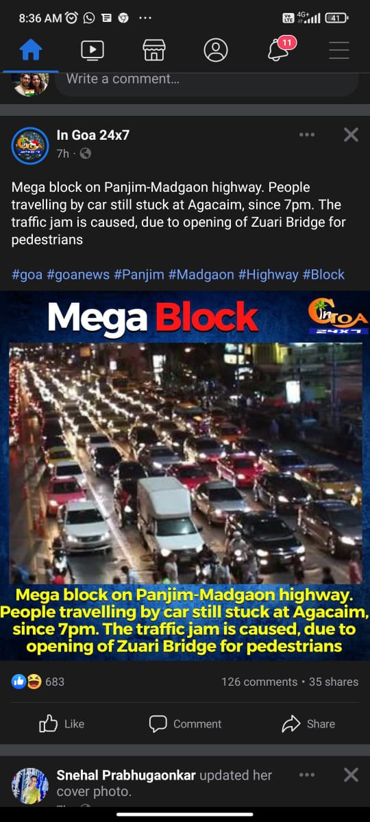 ChandrahasRane's tweet photo. #nitingadkari sir since you didn't get time to inaugurate the new zuwari bridge on 26th public are suffering for last 2 days https://t.co/NrEi2hodYO