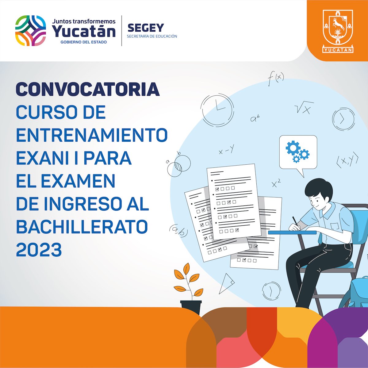 educacionyuc's tweet photo. Ya puedes inscribirte al #Curso de Entrenamiento para el Examen #EXANI-I de Ingreso a #Bachillerato 2023. Consulta los requisitos en: https://t.co/KBOiawJ9gX https://t.co/5geMEuuWsy