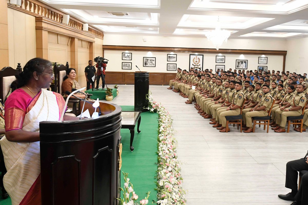 rashtrapatibhvn's tweet photo. President Droupadi Murmu addressed the probationers of the 74th Batch of the Indian Police Service at the Sardar Vallabhbhai Patel National Police Academy, Hyderabad today.  

Details: https://t.co/dutIsPgqaW https://t.co/cQQ6zz3w81