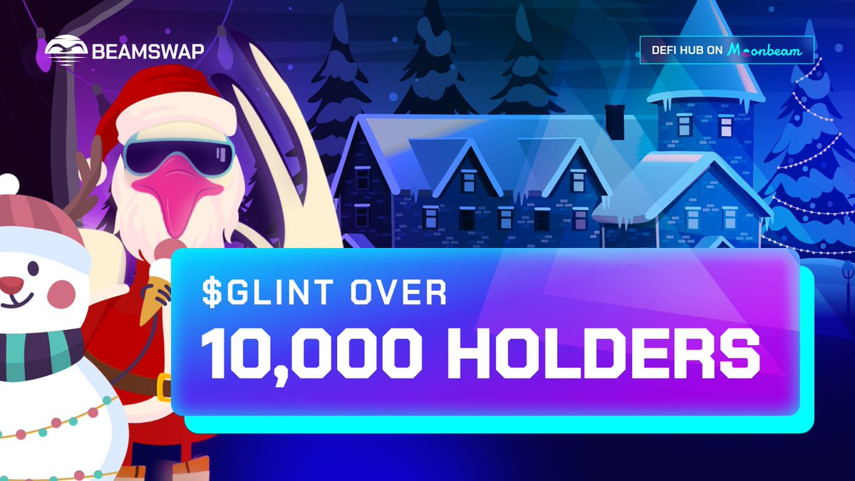 Beamswapio's tweet photo. π We are proud to announce that #Beamswap's $GLINT token has reached over 10,000 Holders! π
π₯ $GLINT continues grow and be the #1 held token on the @MoonbeamNetwork! Thank you to our wonderful community for all of your love and support! https://t.co/czVKNecdup