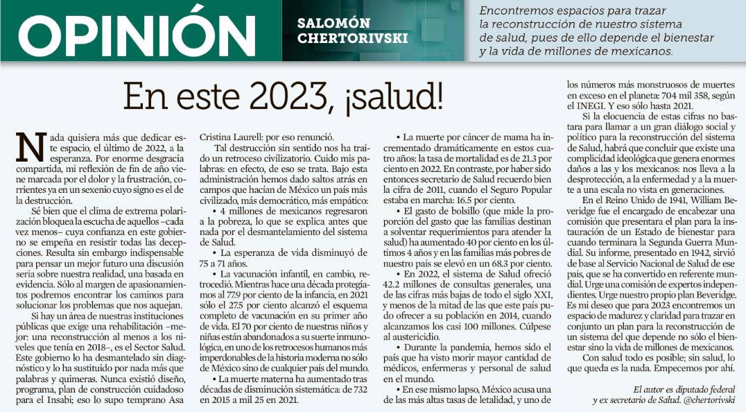 Chertorivski's tweet image. Último texto de 2022👇🏻. 
Nada hubiera querido más que hacerlo con esperanza, pero me veo obligado a mostrar la destrucción de este gobierno en un sector con daños irreparables e imperdonables: se pierden vidas. 
Por un 2023 con un plan de reconstrucción de nuestro sector salud🙏🏽