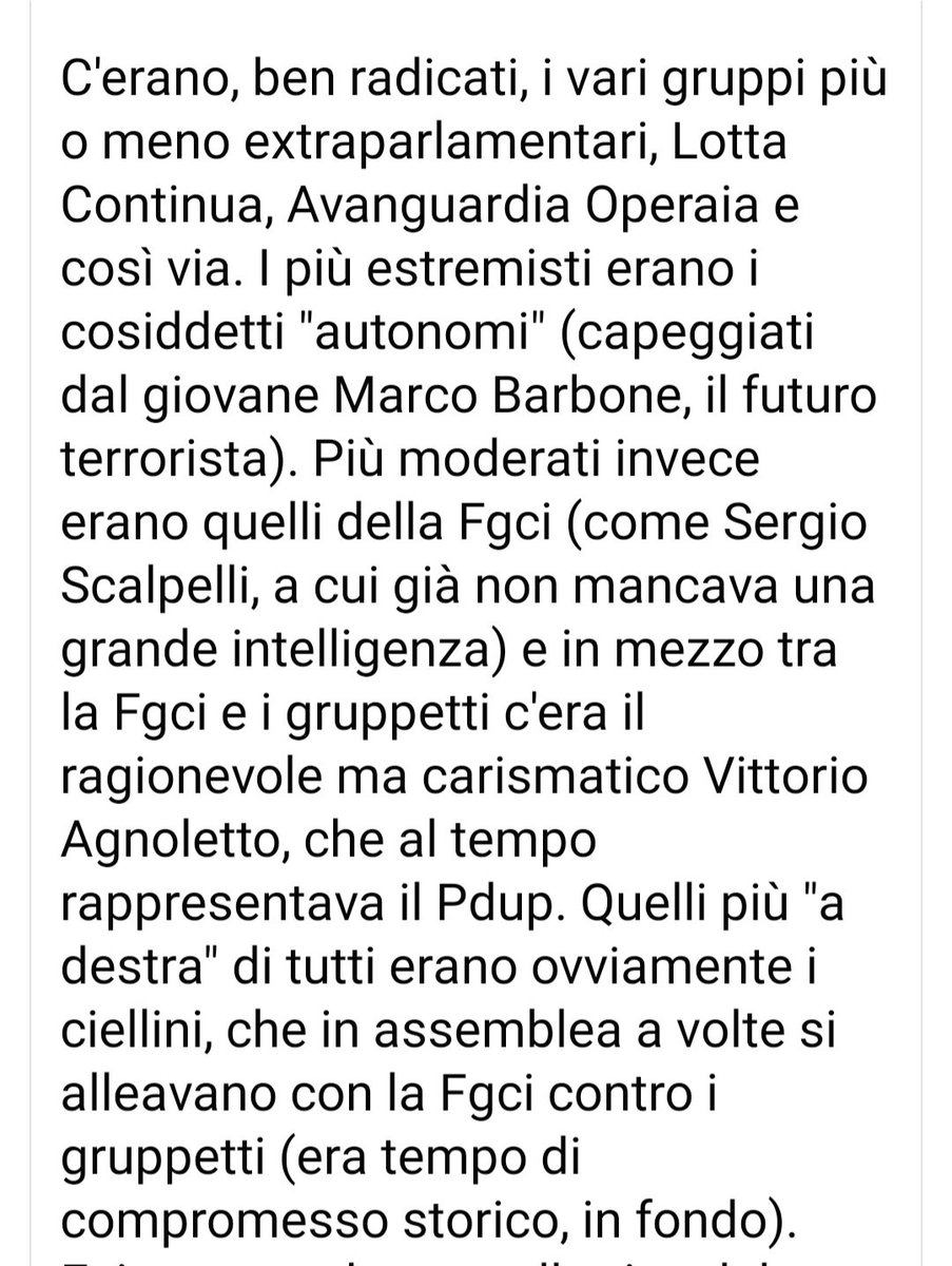 2019libertas's tweet photo. "...in tutti quei confronti fuori aula, il nostro compagno di scuola Giuseppe Valditara non c'era. Mai. Penso che lo detestasse, il confronto di idee."
Alessandro Gilioli
#Valditara #post68 https://t.co/ZPqwA3t7wv