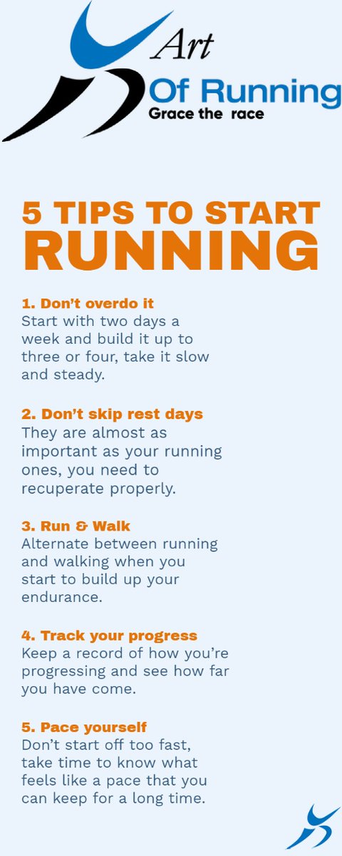 5 Tips to start Running or Race-Walking. 

#ArtOfRunning #GraceTheRace #ArtOfWalking
ArtOfFitness #fitness #health #healthlifestyle 
#running #racewalking #wellness #iaaf #bfic 
#bficnetwork #innovationfactory
