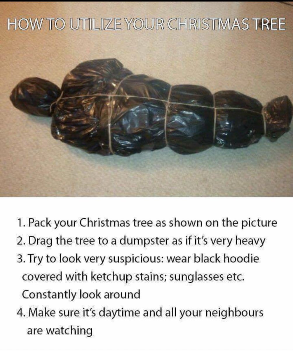 EyeballCheez's tweet image. Here’s a #FunTip on how to dispose of your Christmas tree🎄 
🤭