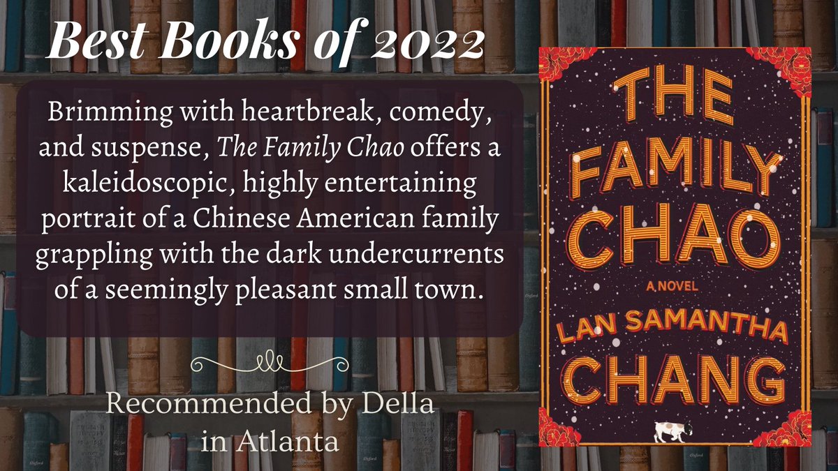 Hudson Booksellers (@hudsonbooks) on Twitter photo The Family Chao, the heartbreaking, comedic, and suspenseful story of a Chinese American family by Lan Samantha Chang, is one of our Best Books of the Year! <a href="/wwnorton/">W. W. Norton & Company</a>
Read more about the book here: hudsonbooksellers.com/book/978132405… The Family Chao, the heartbreaking, comedic, and suspenseful story of a Chinese American family by Lan Samantha Chang, is one of our Best Books of the Year! <a href="/wwnorton/">W. W. Norton & Company</a>
Read more about the book here: hudsonbooksellers.com/book/978132405…