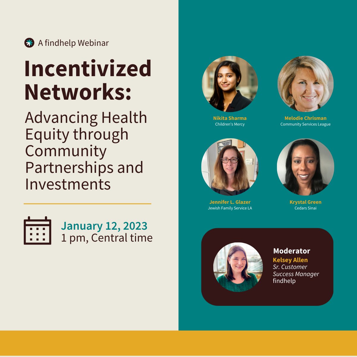 itsfindhelp's tweet image. Join us on January 12 with @ChildrensMercy and @CedarsSinai to learn how they forged an innovative approach to partnering with local #communityorganizations by building an #incentivizednetwork. 
RSVP for free ➡️ hubs.li/Q01wnP_h0 #findhelp #wholepersoncare #socialcare #sdoh