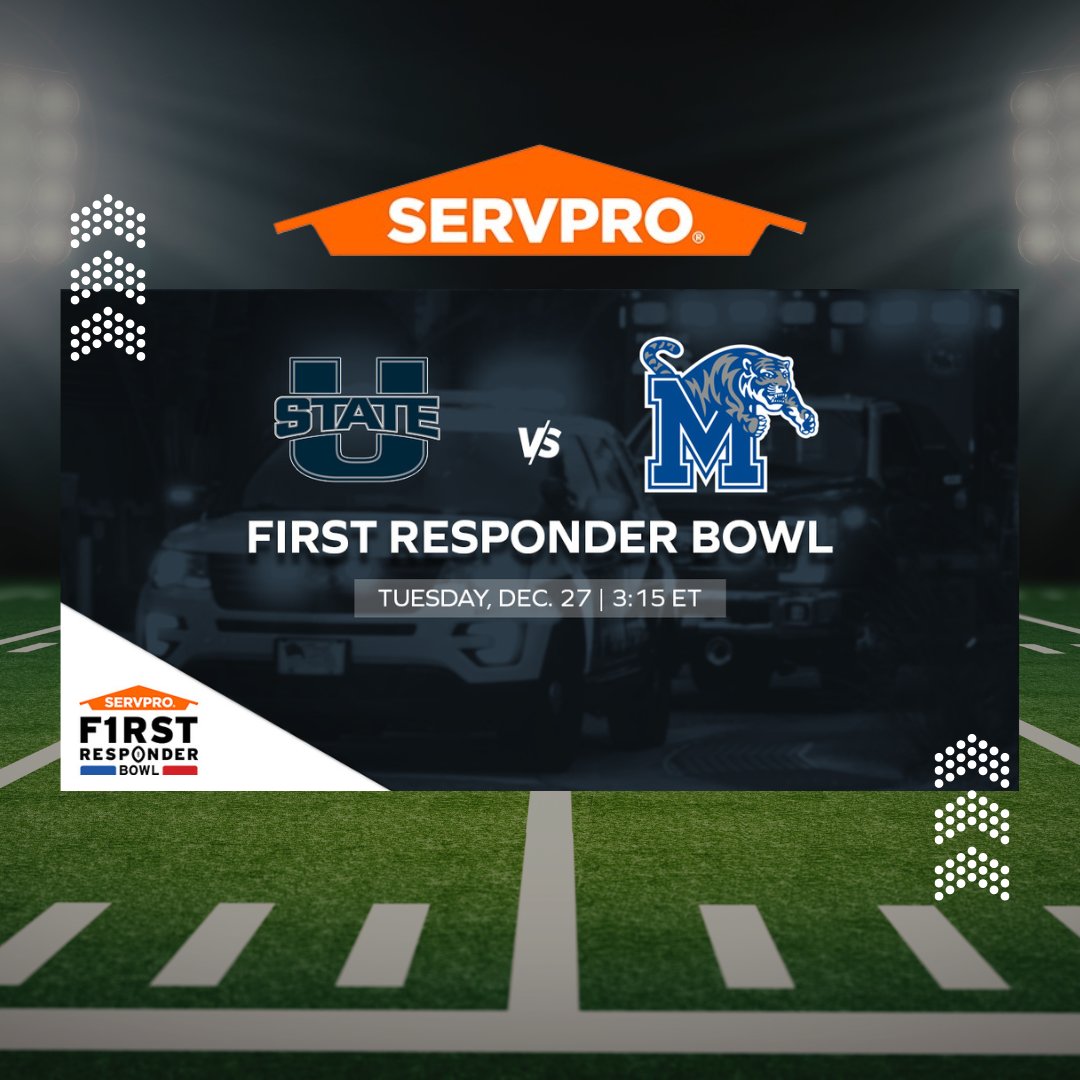Tune in to the SERVPRO First Responder Bowl today at 3:15 EST on ESPN as the the Utah State Aggies take on the Memphis Tigers!

#FirstResponder // #BowlGame // #FirstResponderBowl