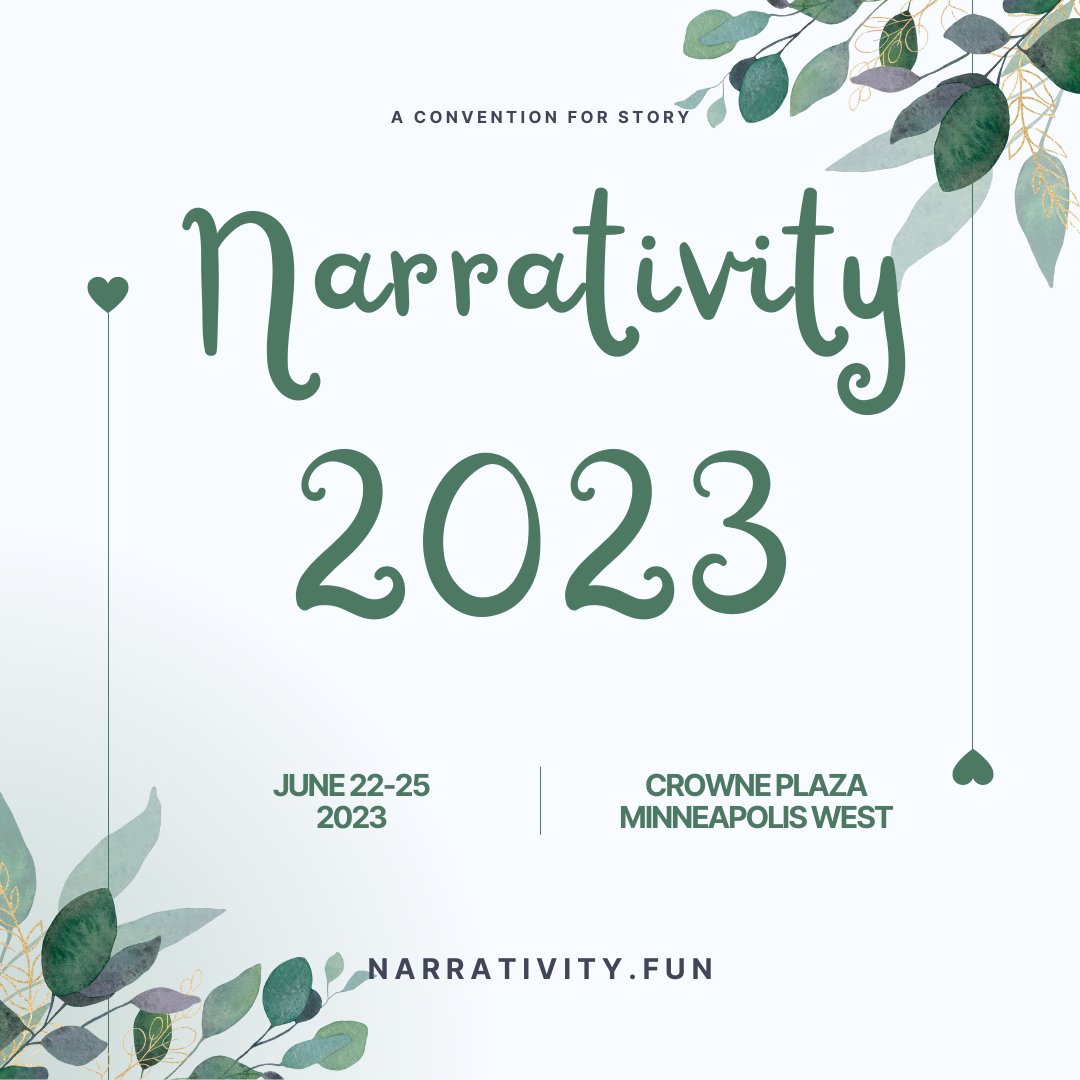 JOIN US! At Narrativity in 2023 for "Story Magic," next year's convention theme. Be part of Minneapolis's own Convention for Story! Visit narrativity.fun to learn more and register! #Narrativity #Convention #Story #Writers #Authors #Music #Musicians #Books #Painters #Art