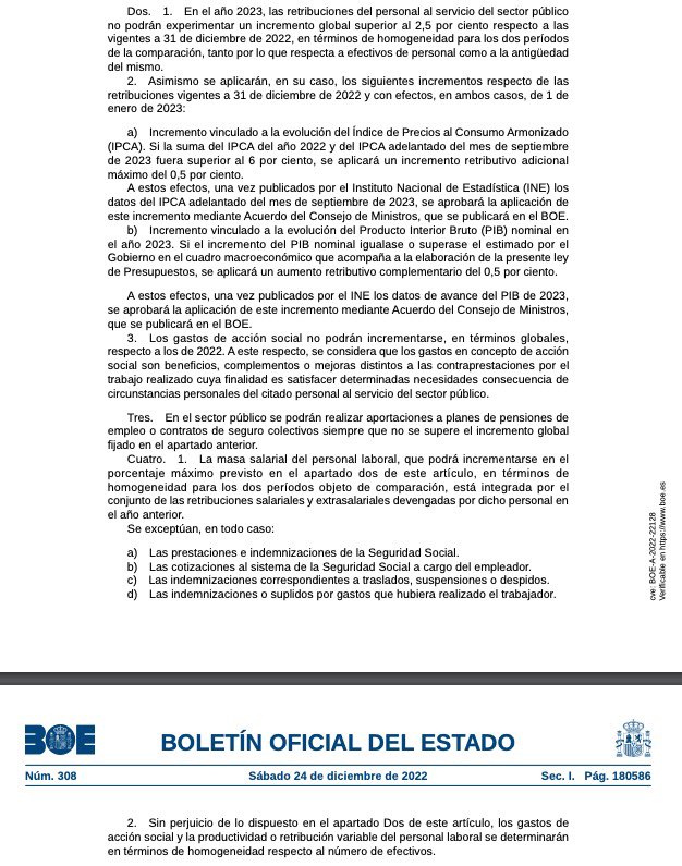 CCOO_BSM's tweet photo. 🏛️ Publicada la Llei de Pressupostos Generals de l’Estat

⚠️ Demanem la corresponent actualització de les taules salarials 2023 amb l’increment del 2,5% per a que sigui aplicada a la nòmina de gener 📈 https://t.co/9EzKOaJoqg