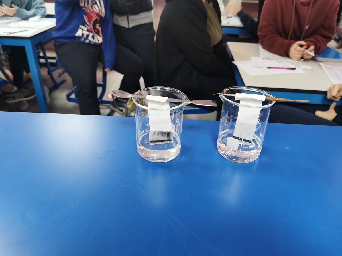 Laboratory work is very important part of learning chemistry. During Pre-AP Chemistry session, my learners performed seperation of ink using paper chromatography method with two mobile phases:water and alcohol. Also, they learned names of apparatus and practiced some skills