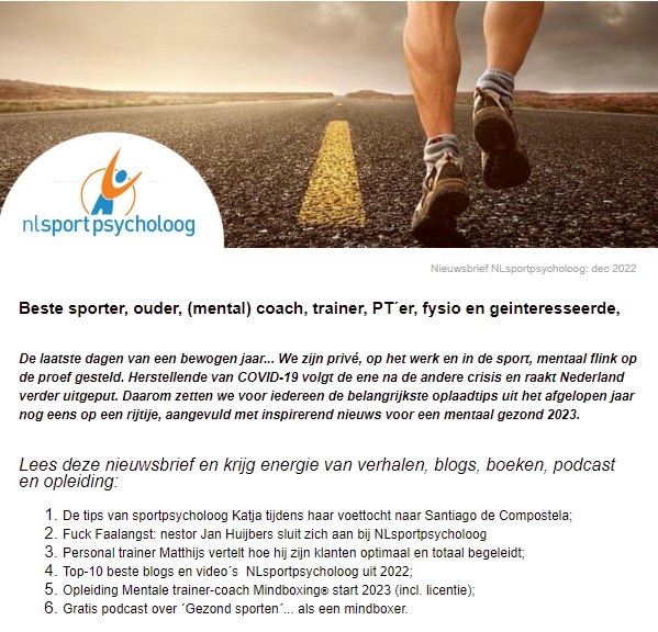 Start 2023 vol energie, met de beste oplaadtips van NLsportpsycholoog uit 2022. Top-10 blogs, verhalen, boeken Fuck Faalangst, Mindboxing, podcast en opleiding. Lees het allemaal in de laatste nieuwsbrief: 
mailchi.mp/e3d15e73f465/m…

#boostyourbatteries