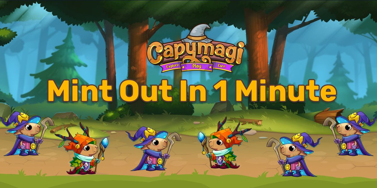 CapyMagi's tweet photo. 🚀 #MINTED OUT IN 1 MINUTE

🔥 Thanks, #CapyMagiArmy

#NFTCommunity #NFTs #P2E #Crypto #btc #Bitcoin #P2Egaming #FreeToPlay #PlayToEarn https://t.co/gccgvSQ5Y1