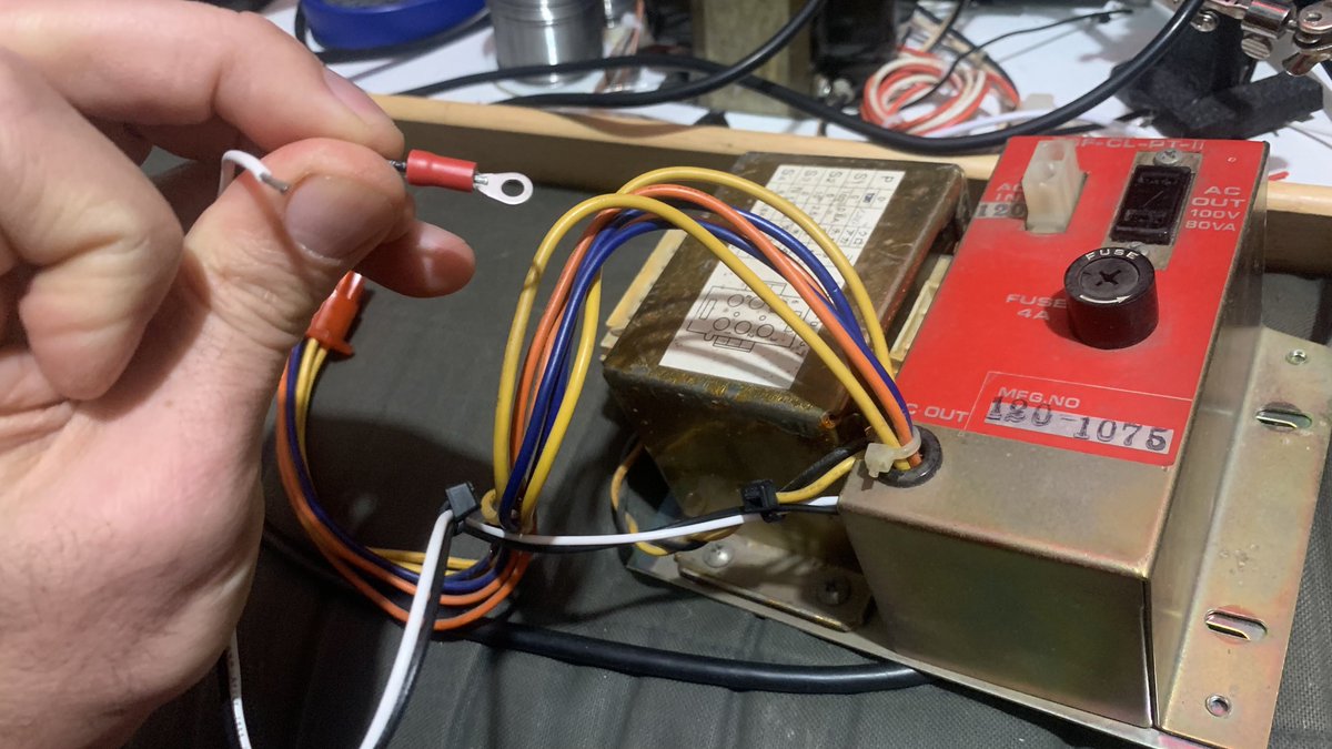 90minutetape's tweet photo. To get AC power to the #Nintendo #SpaceFever switching power supply I finally decided to solder in two wires on the physical ON/OFF switch so they’ll have fuse protection.
I also decided I really like 18 GA wire. https://t.co/6RKHpjWhtH