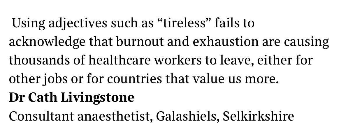 “We are not tireless, we are exhausted, demoralised and angry” Thank you @GalensGhost for your letter in today’s @thetimes ; I could not agree with you more 👏🏾👏🏾👏🏾 #NHS #BURNOUT