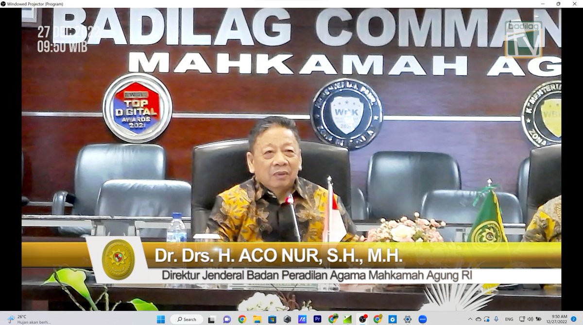 DitjenBadilag's tweet photo. Jakarta - 27/12/22
Dirjen Badan Peradilan Agama ( Dirjen Badilag), Dr. Drs. H. Aco Nur, S.H., M.H. bersama Rektor Institut Agama Islam Negeri (IAIN) Parepare, Dr. Hannani, https://t.co/La7dI1DRSX. melakukan penandatanganan  Memorandum of Understanding (MoU) di Badilag, Jakarta https://t.co/Y4erB7O0IP