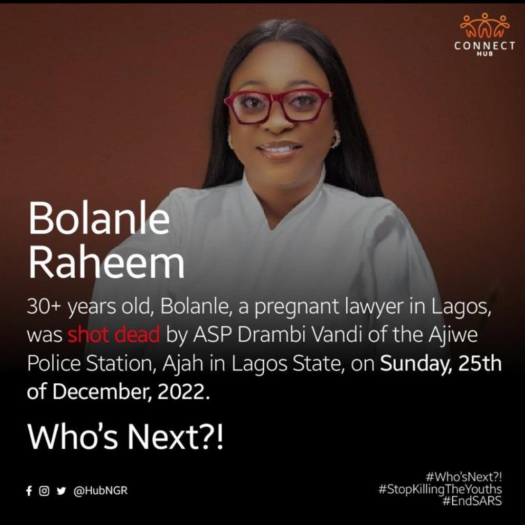 LAWYERTUNDE's tweet photo. WHO'S NEXT? 
If all Nigerians ask and answer this question, it may bring about the solution and end to police brutality in Nigeria. https://t.co/Z805SodLWf