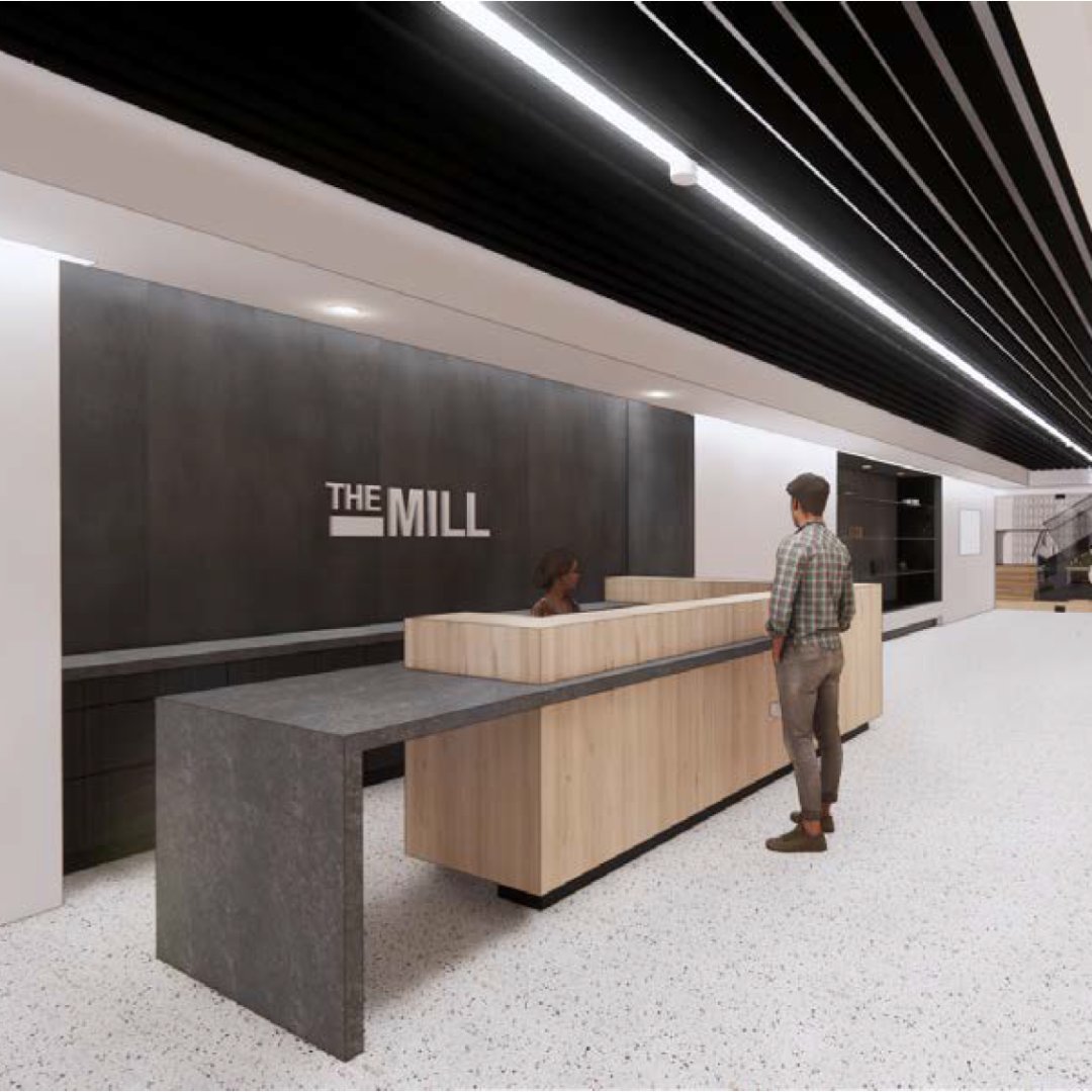 TheMillDE's tweet photo. We look forward to giving you 5-star treatment on the third floor as you approach this beautiful custom-built front desk. #changethewayyouwork #themillde #coworking #officespace #conferencerooms #eventvenue #downtownwilmington #genslerdesign #architecture #designprocess https://t.co/jE6WrWCn6A