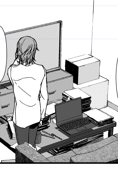 3D背景、こういうきったない部屋とかとの親和性は凄い良いけど遠景はほとんど手書きベースの方が楽と言う所感 