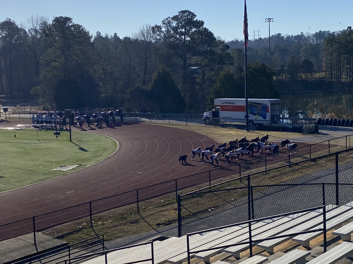 ECUBand's tweet photo. All sections warming up for the day. Thanks to @HooverHighBucs for hosting us for #ARRRGH rehearsal today! #birminghambowl #marchingpirates #piratenation https://t.co/D7j4D0yHHK