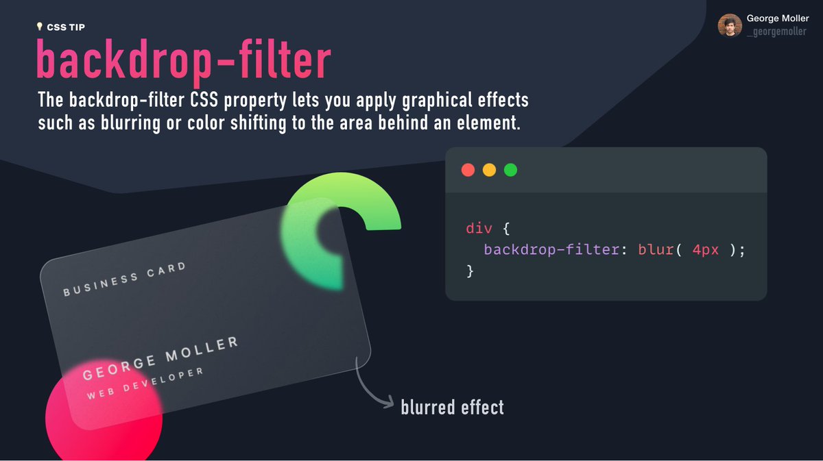 _georgemoller's tweet image. 💡 Did you know about the backdrop-filter property in CSS?