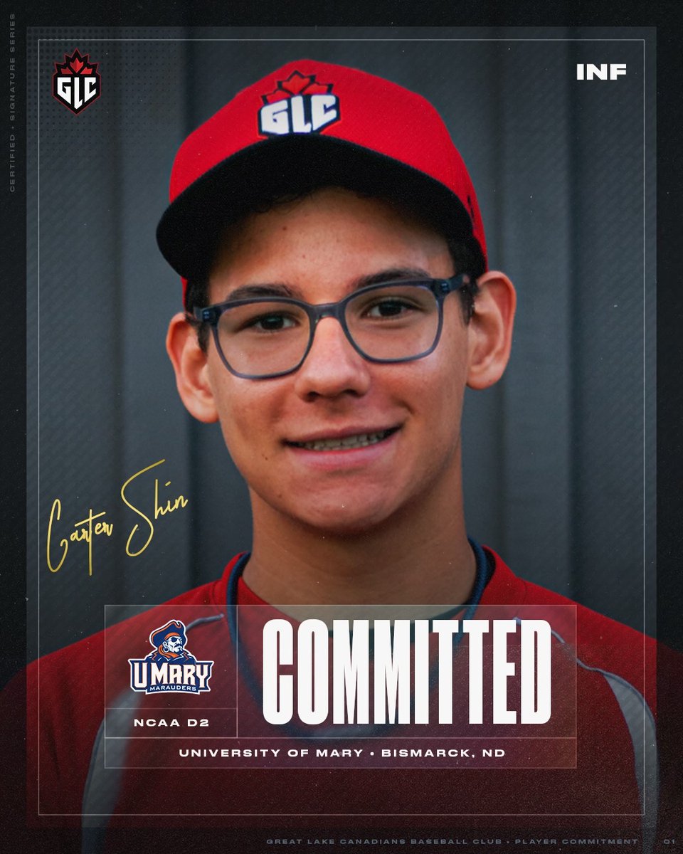 GLCanadians's tweet image. Congrats to GLC INF Carter Shin on his commitment to the University of Mary! @UmaryBaseball