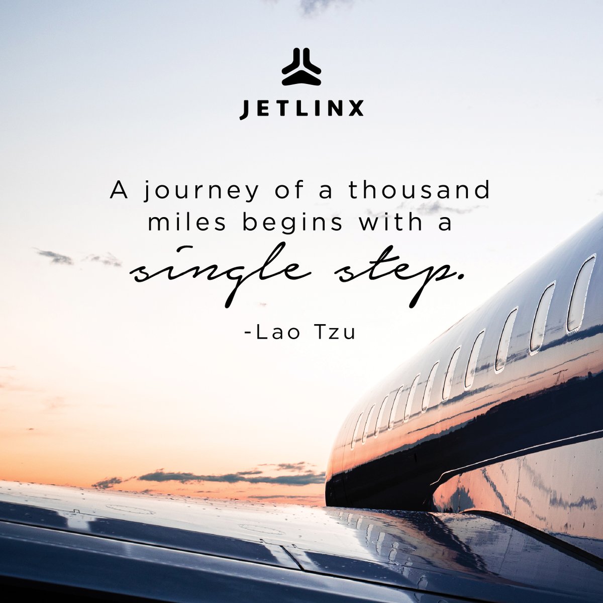 JetLinxAviation's tweet photo. "A journey of a thousand miles begins with a single step." - Lao Tzu #TakeFlightTuesday https://t.co/cfYJPrg8PN