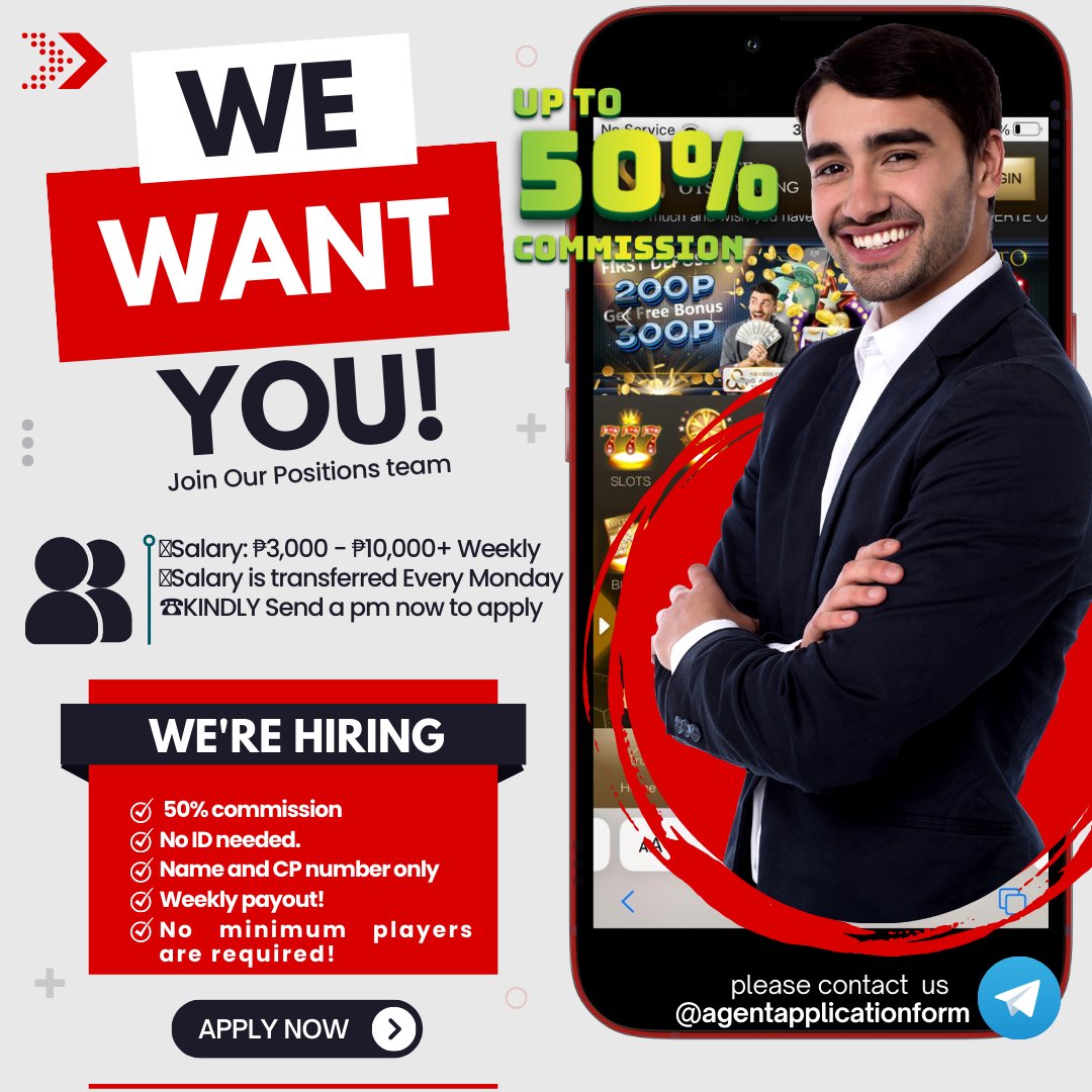 jom_seo's tweet photo. HIRING MASTER AGENTS FOR SWERTE OTSO
AGENT SYSTEM Details:
- Starting 50% Commission
- No minimum players required
- 24/7 feedback and chat support
- Work on your own time!
- Weekly payout
#swerteotso #swerte8 #agent #masterAgent https://t.co/Ydx1eBEG3k