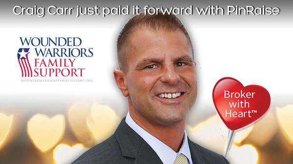 PinRaise's tweet photo. Special thanks to #broker Craig Carr for his generous #donation to Wounded Warriors Family Support, made on behalf of his client through #BrokerwithHeart! Craig is dedicated to #makingadifference and #donates to his client's favorite #nonprofit after EVERY closing! https://t.co/KRL716b9W2