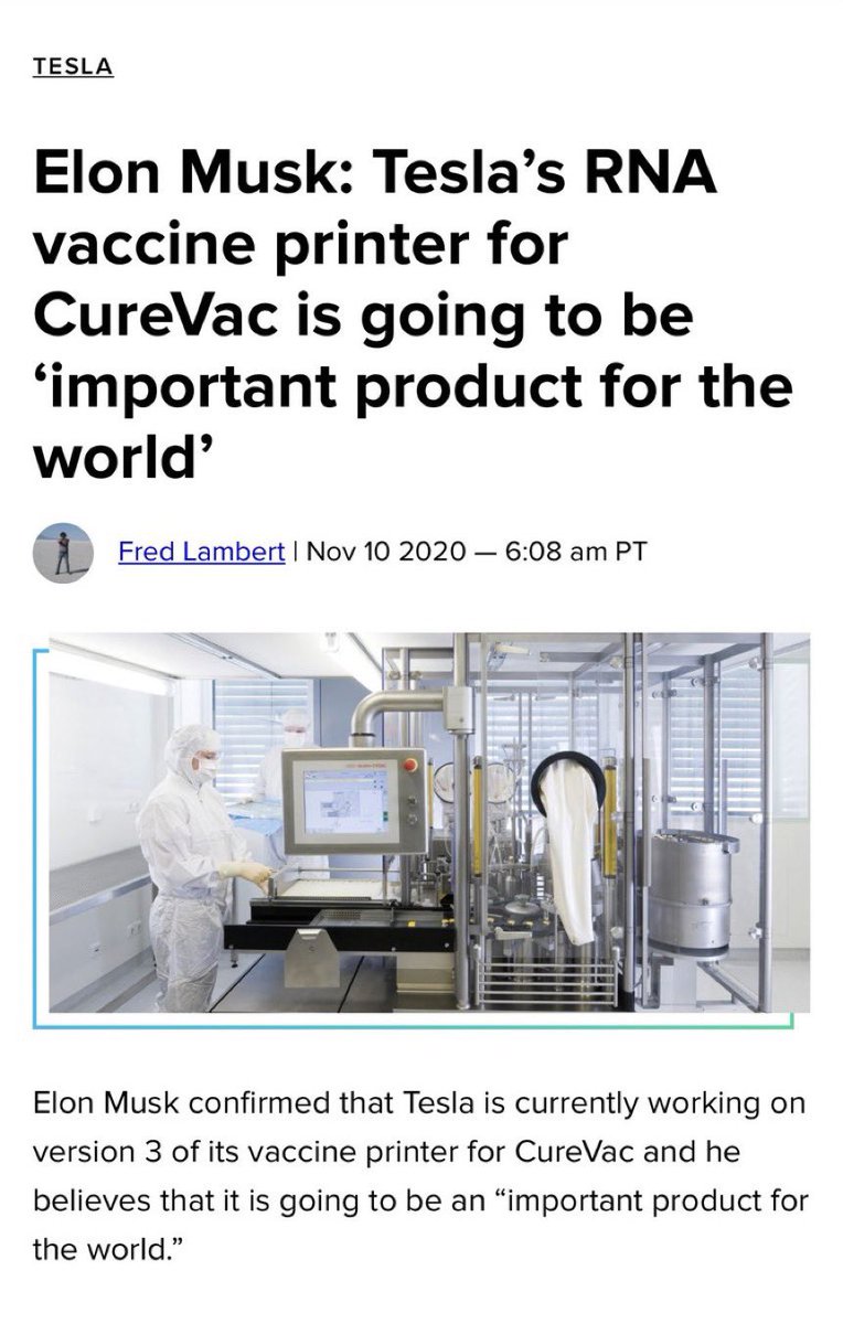 Just remember who is building the infrastructure that will enable getting mRNA products into everyone.