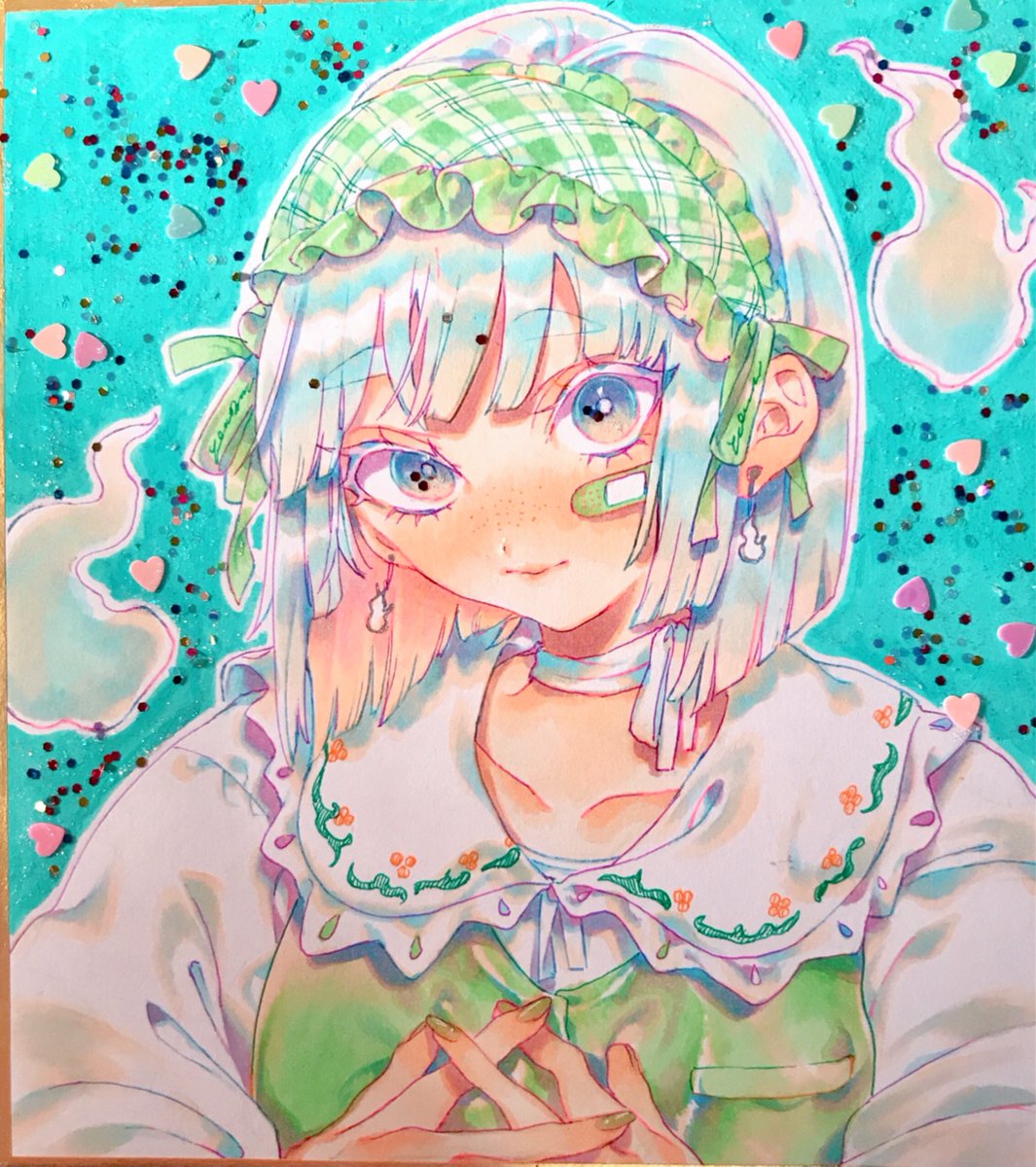 古明地こいし 「こいしちゃんクラウンピースちゃん妖夢ちゃんばんきちゃんのキラキラした色紙です#東」|山崎@春例か07aのイラスト