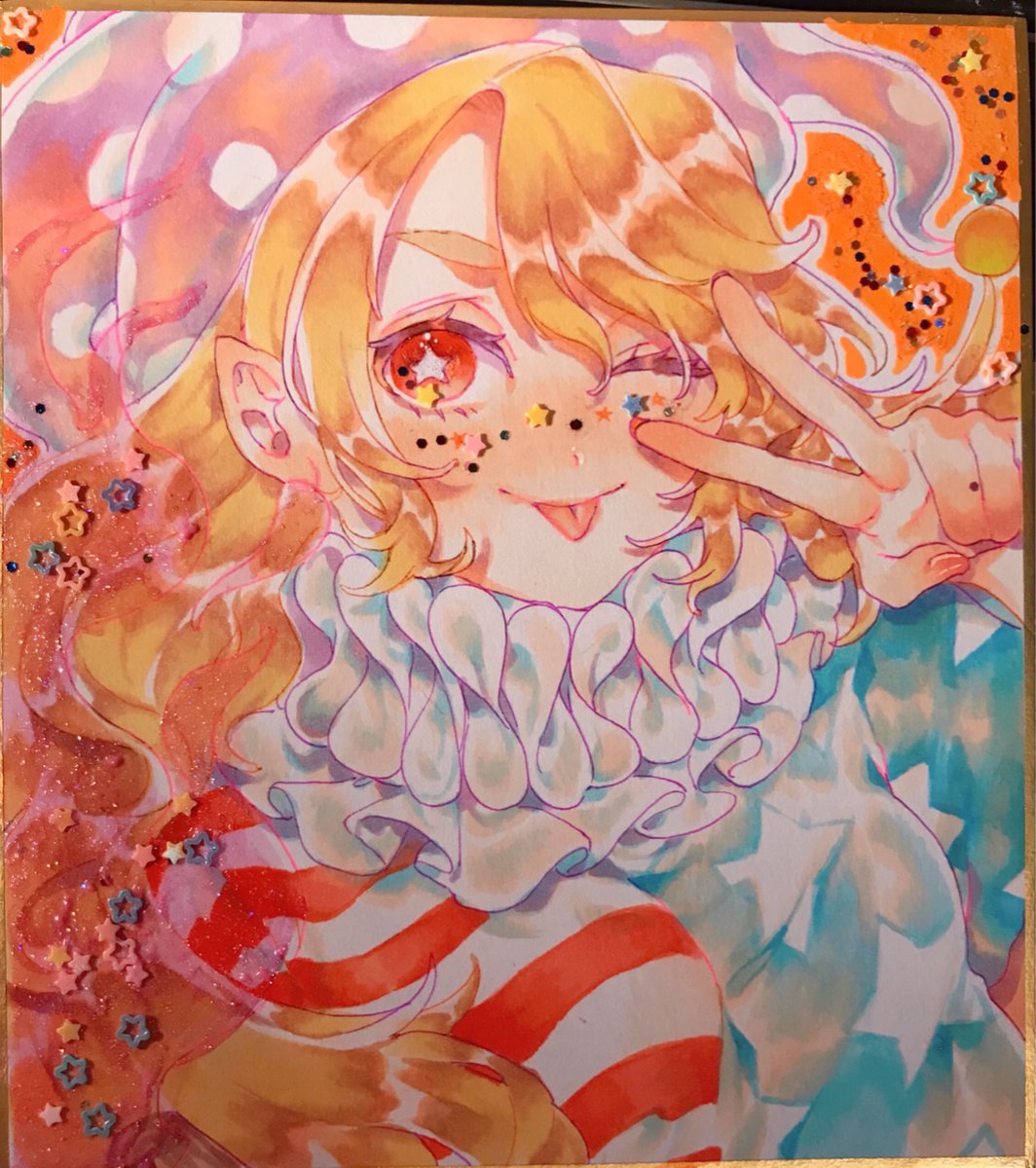 古明地こいし 「こいしちゃんクラウンピースちゃん妖夢ちゃんばんきちゃんのキラキラした色紙です#東」|山崎@春例か07aのイラスト