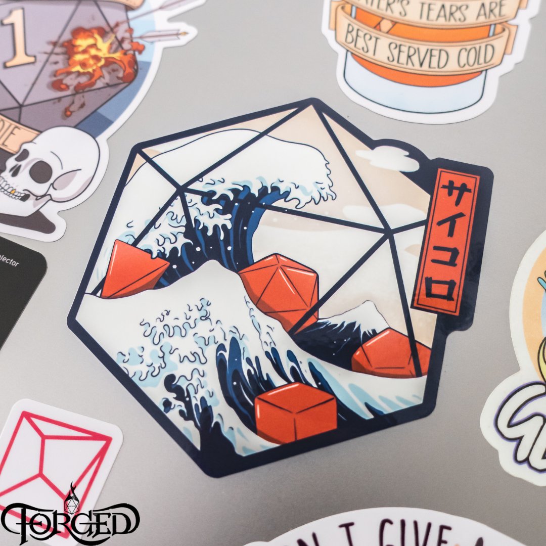 ForgedGamingCo's tweet photo. This beautiful piece of artwork is from our D&amp;D-themed stickers that are made of high-quality vinyl and feature unique original designs by GlassStaff!

#Stickers #thewave #Dice #DnD #DungeonsandDragon #TTRPG #DnDaccesories #ForgedGaming https://t.co/1RPL8bKLpz