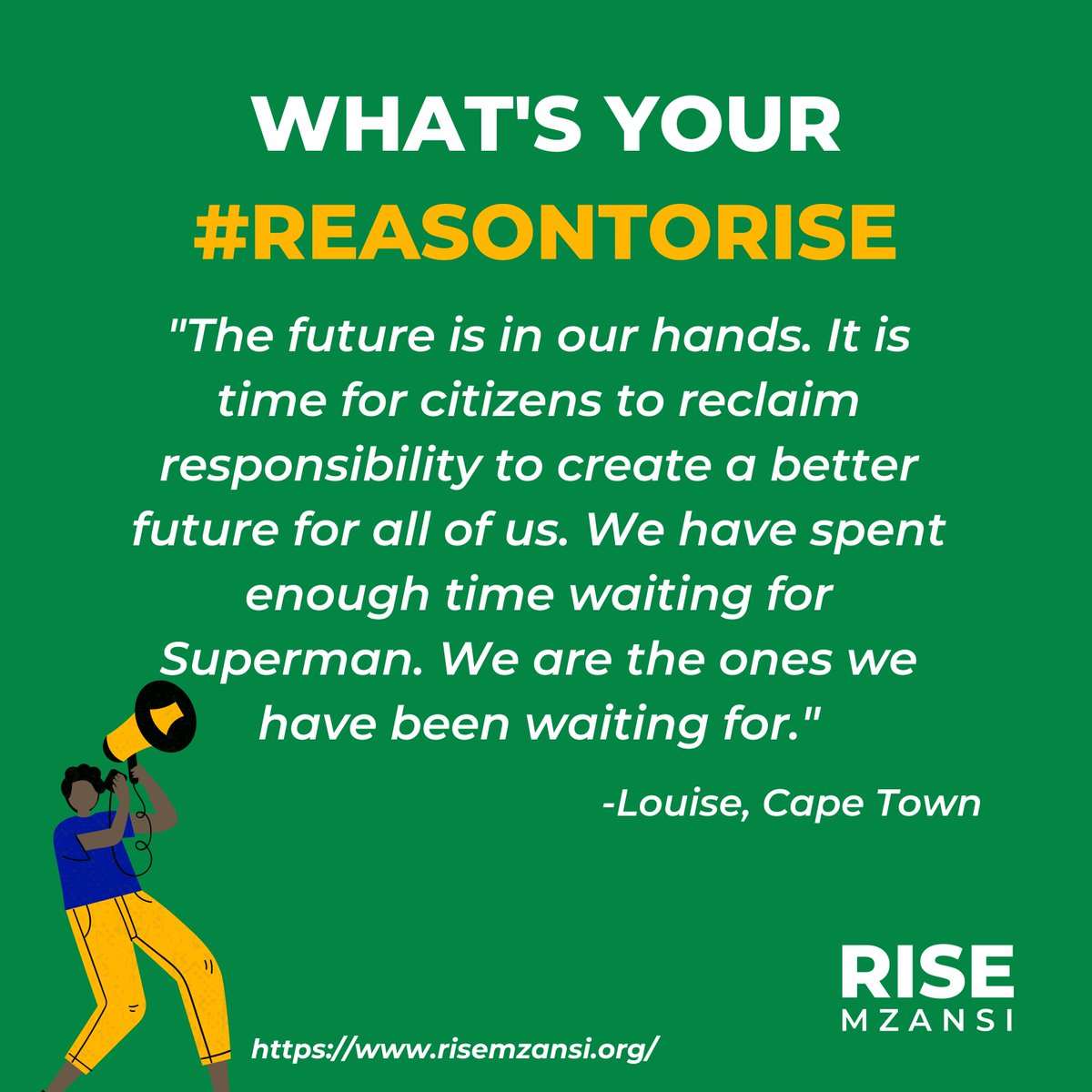 Rise_Mzansi's tweet photo. This is Louise’s #reasontorise. 

What's your reason to rise? 

Send us your reason using the #RiseMzansi and we will share it on our platforms 🇿🇦 https://t.co/PlhyscNZOu