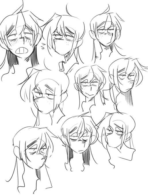 いつものように寝る前のうちの子の顔練習を賑やかしにアップして寝ます 