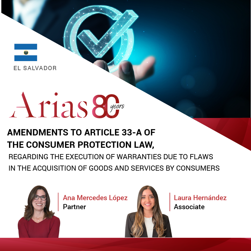 AriasLawFirmCA's tweet photo. #ElSalvador | Learn the details on the amendments to article 33-A of the consumer protection law, regarding the execution of warranties due to flaws in the acquisition of goods and services by consumers. 

https://t.co/0jAZT0B54z 

#AlwaysArias #OneStepOneStop #80years https://t.co/Vi7O1pdy9C
