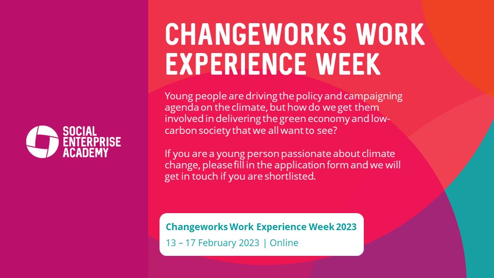 SEA_Edu's tweet photo. 🌏We want more young people involved in delivering the green economy and low-carbon society that we all want to see!
Apply for our @ChangeworksUK Work Experience Week 2023!
13 – 17 February 2023 
Apply here 👉https://t.co/CYqnhit8Fb
#EduTwitter https://t.co/XCPP8D2OZC
