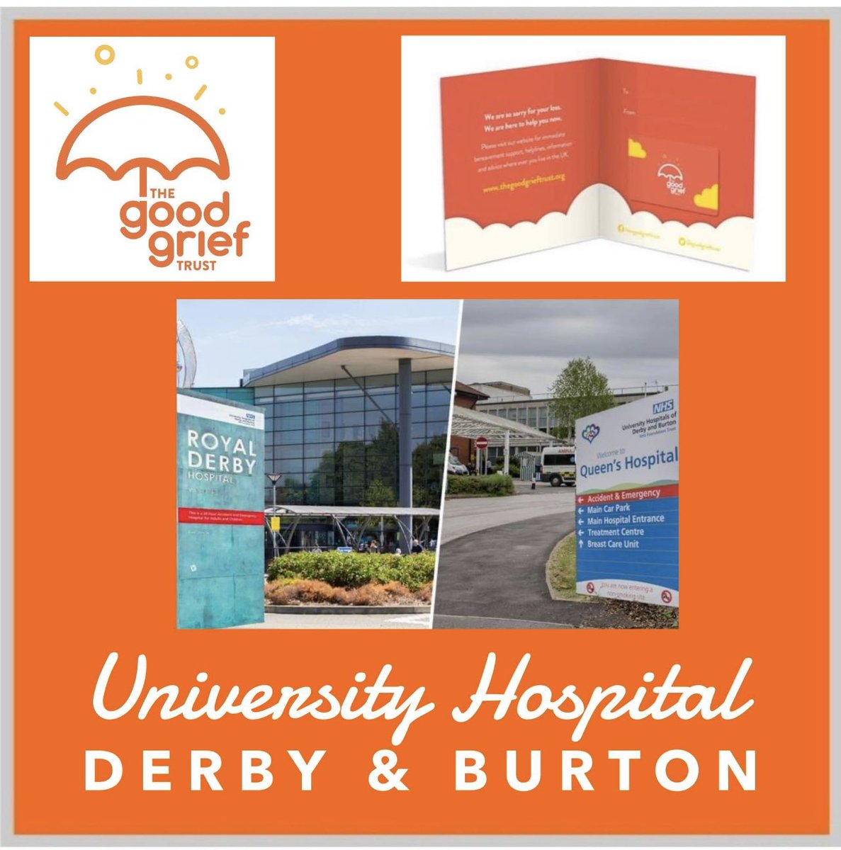 Every week we supply our Good Grief condolence & signposting cards to NHS Trust in England. Today we are sending new batches of this resource to the PALs office @UHDB_PatientExp To date we have supplied over 200,000 cards to UK Trusts #HelpandHope 🧡 thegoodgrieftrust.org/order-ggt-card…